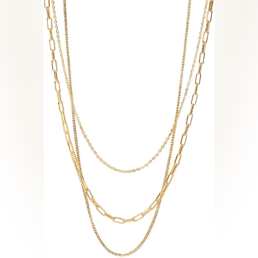 Commence NWT Gold Metal Layered Chain Necklace Stacked Fine Jewellery